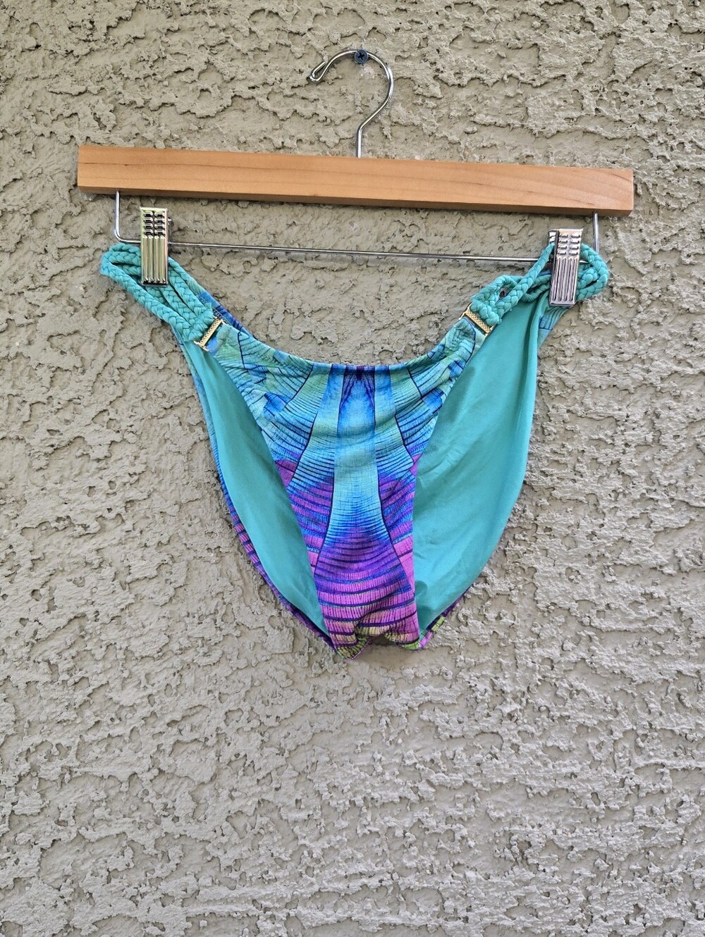 Dolcessa Turquoise & Purple Ombre Women’s Swim Bottom - Braided Side Detail